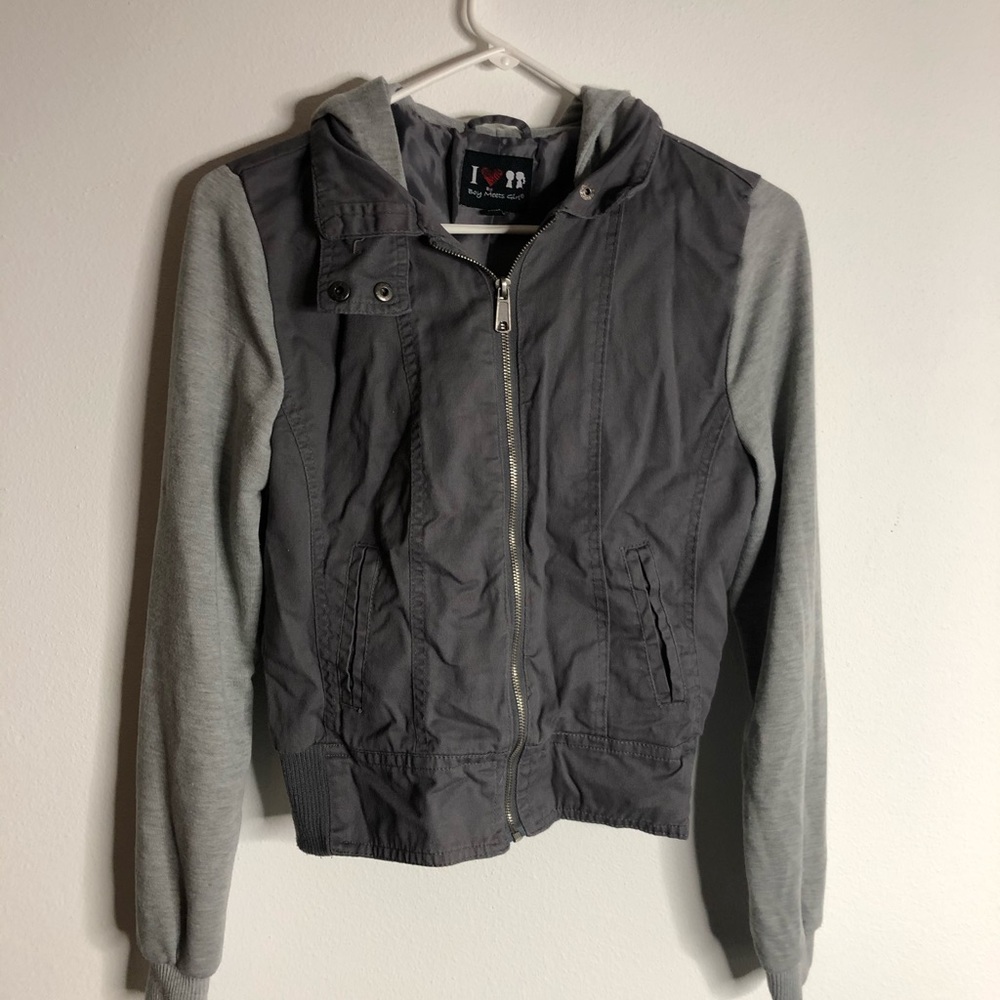 Grey canvas and sweater jacket